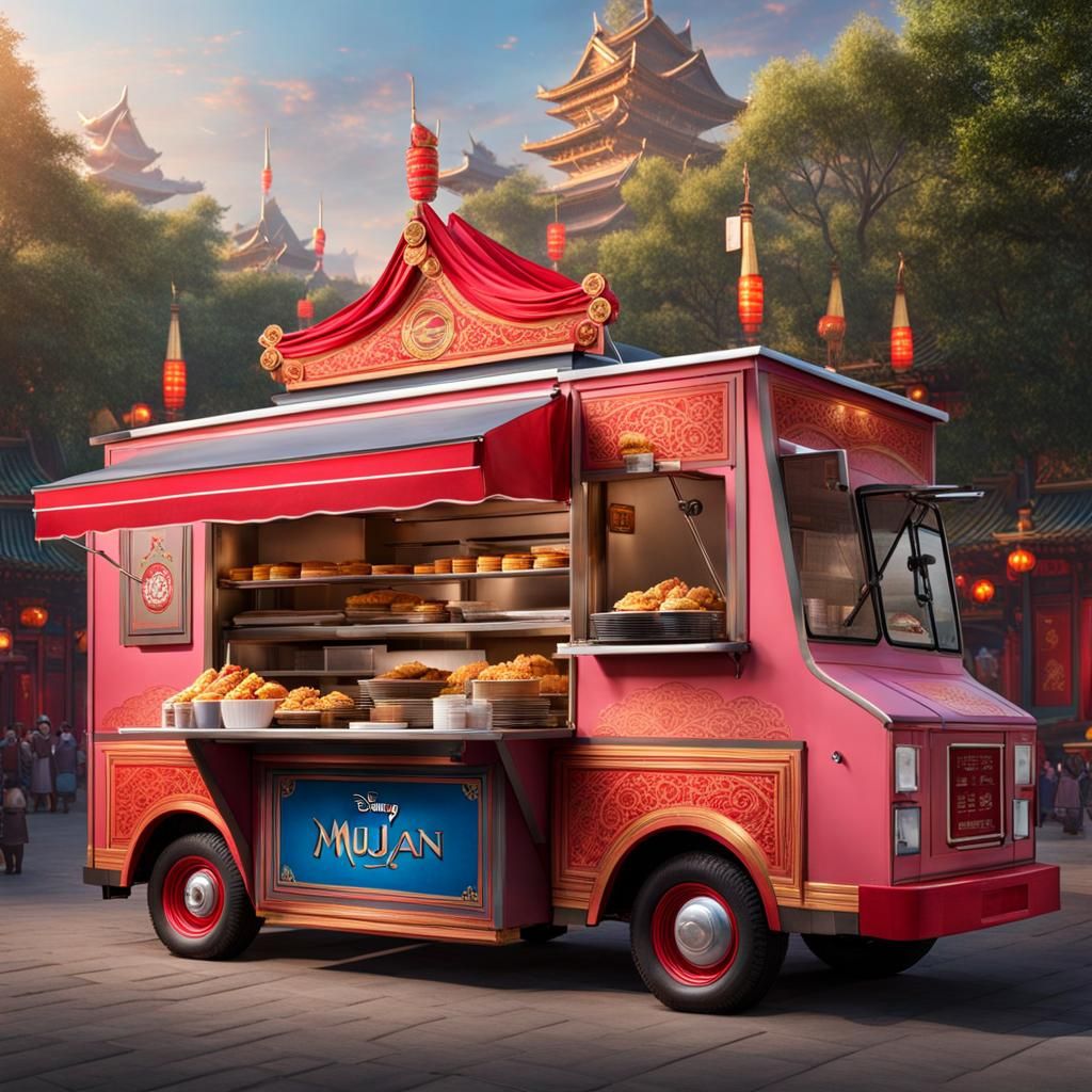 Hyperrealistic Mulan-Themed Food Trucks