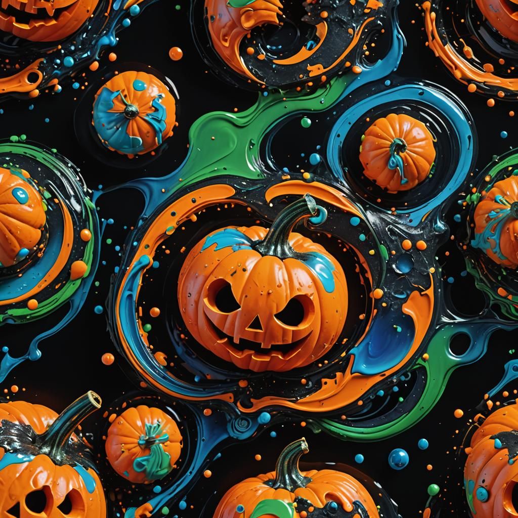 Halloween Pumpkin Ink Splash Art in Unreal Engine