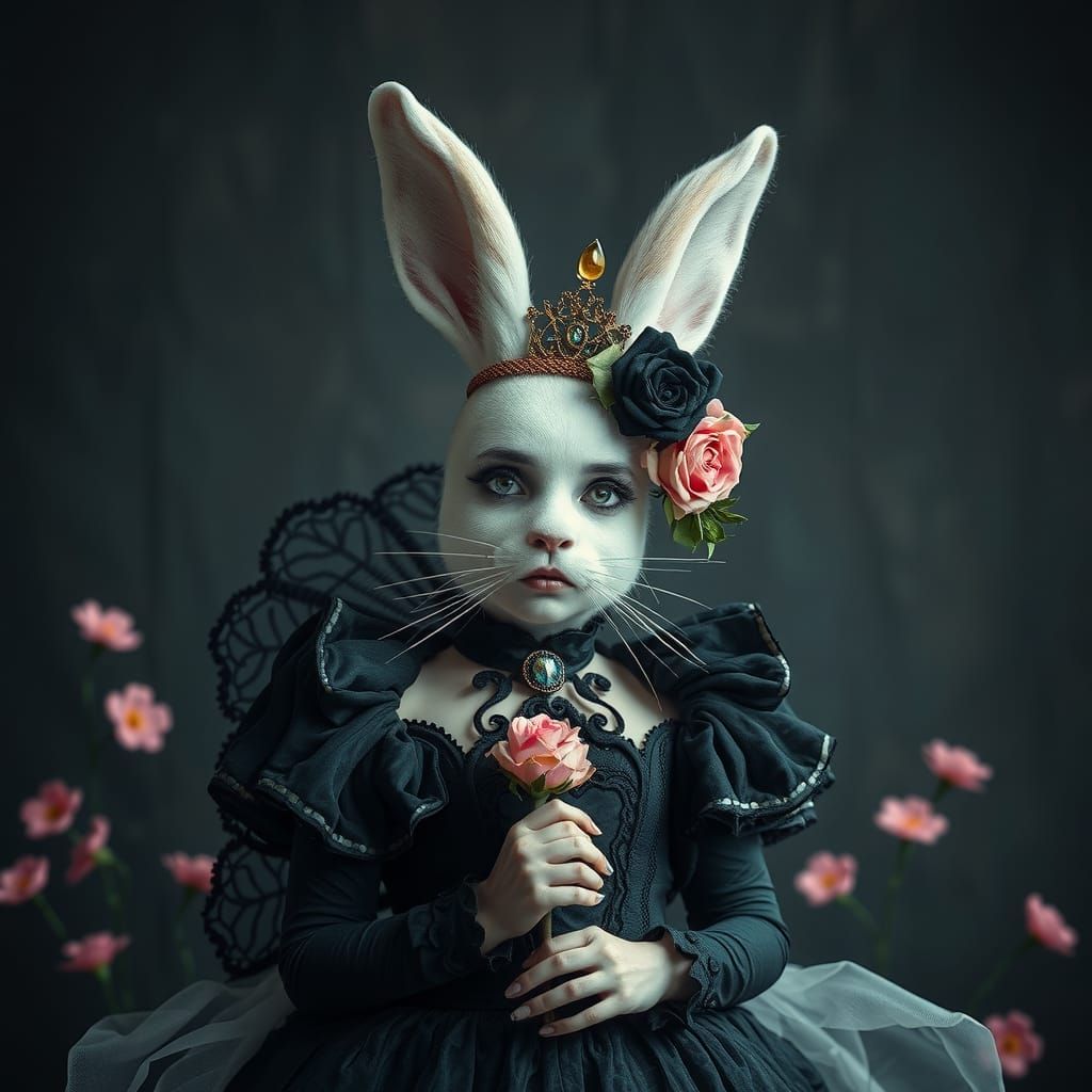 Gothic Rabbit Princess in Vorticist Style