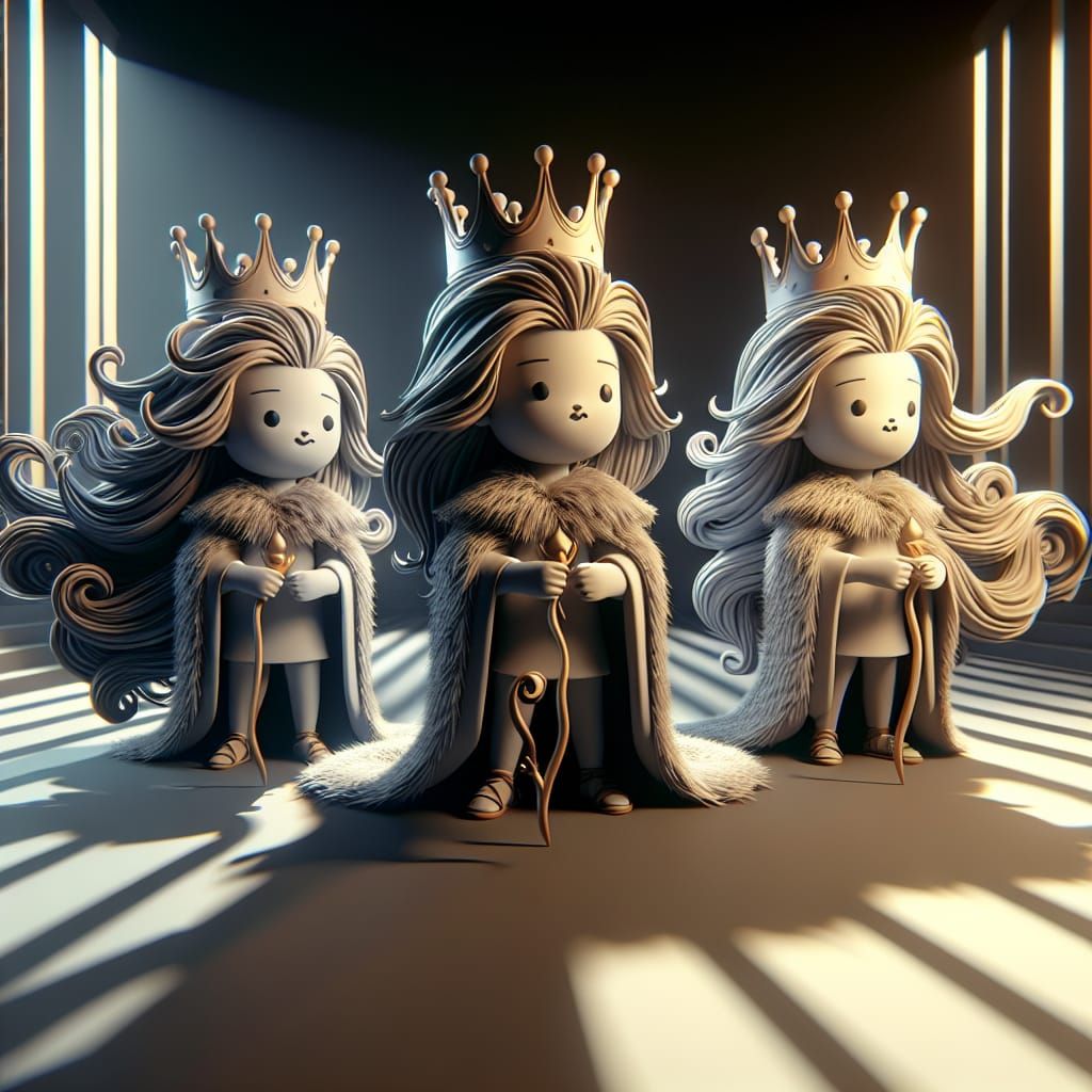 Three Royal Figures in Detailed 3D Animation