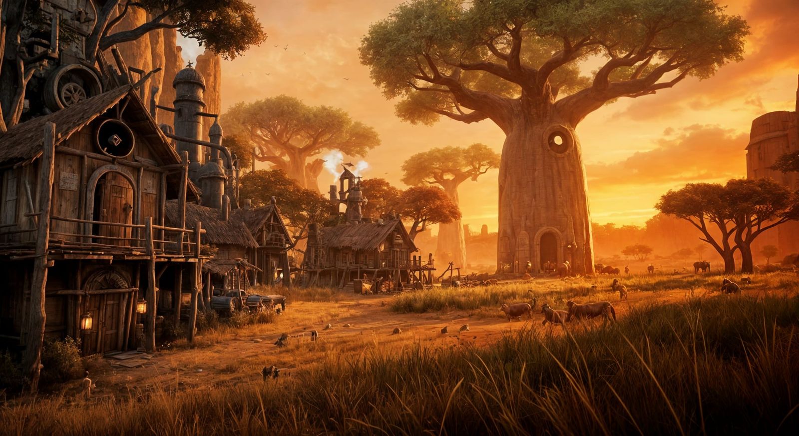 Twilight Gearwinds Cut Scene Artwork in Impressionist Style