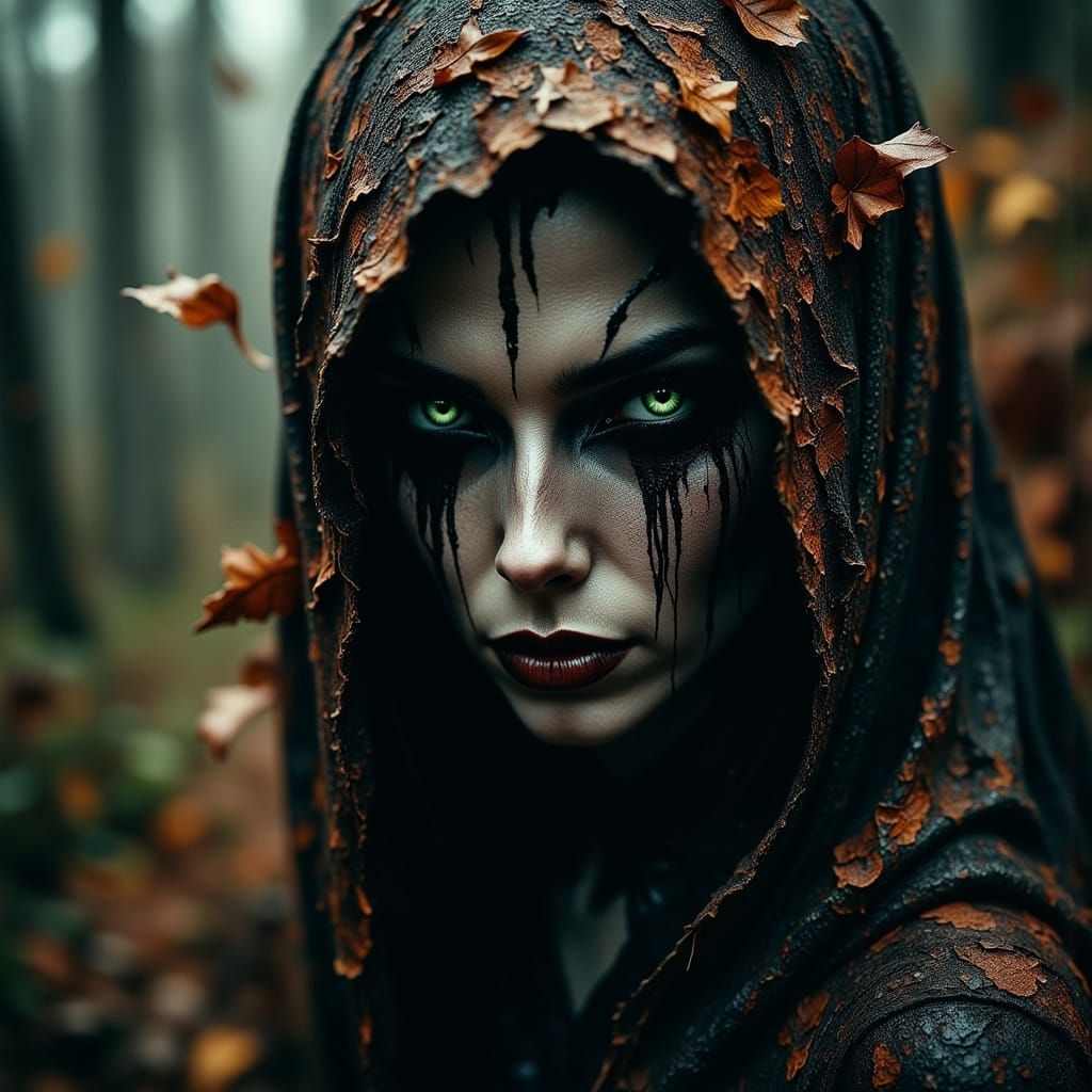 Enchanted Forest Witch Portrait in Gothic Style