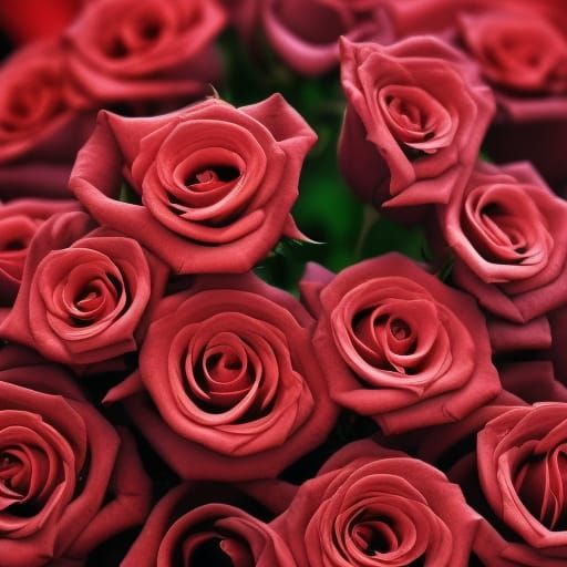 Hyperrealistic Red Roses in Atmospheric Lighting