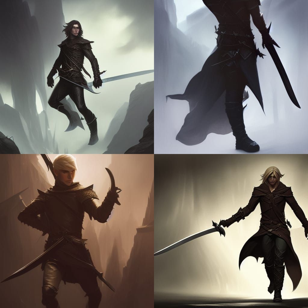 Elf Rogue Concept Art in Dark Fantasy Style