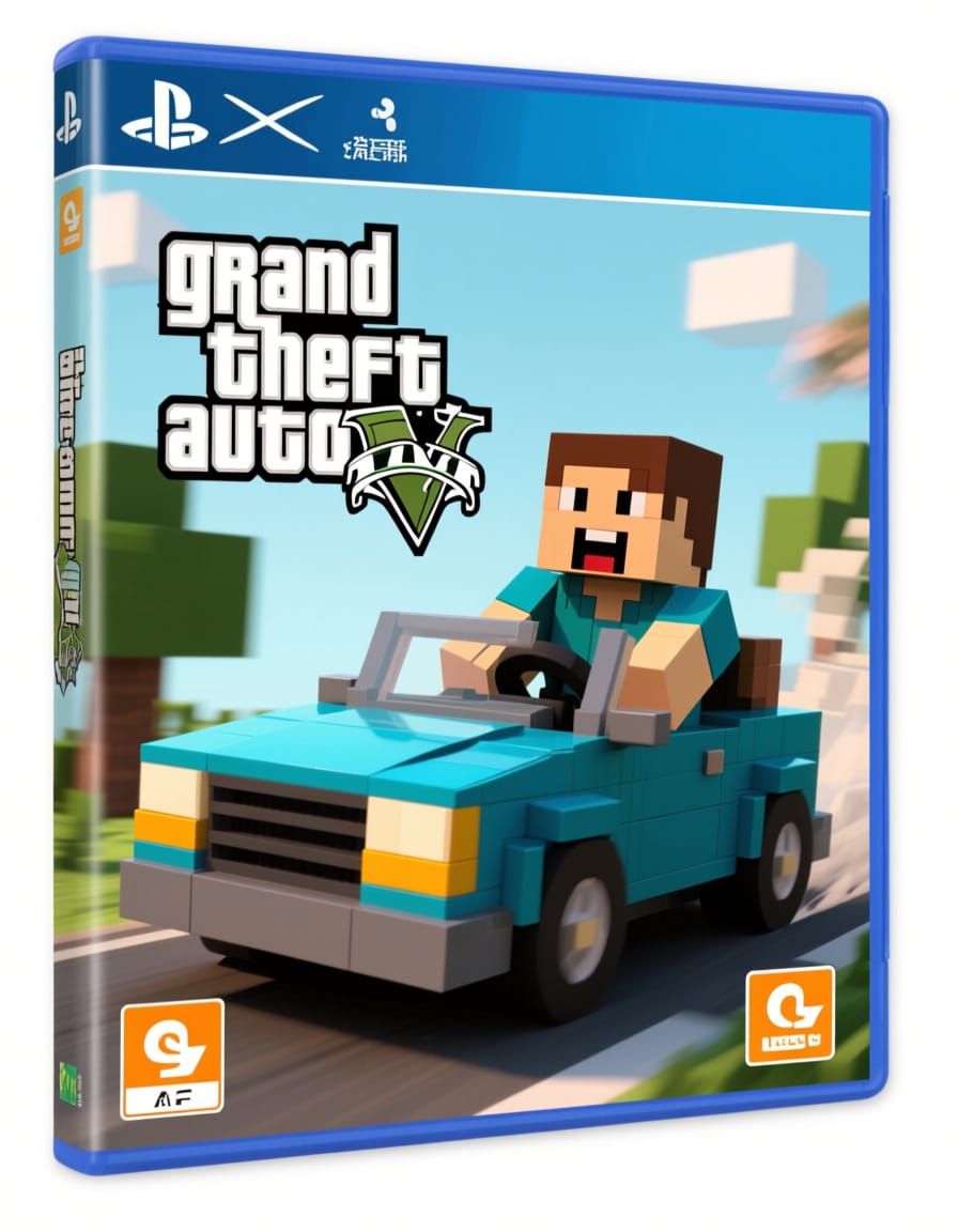 Grand Theft Auto Minecraft Style Game Case Design
