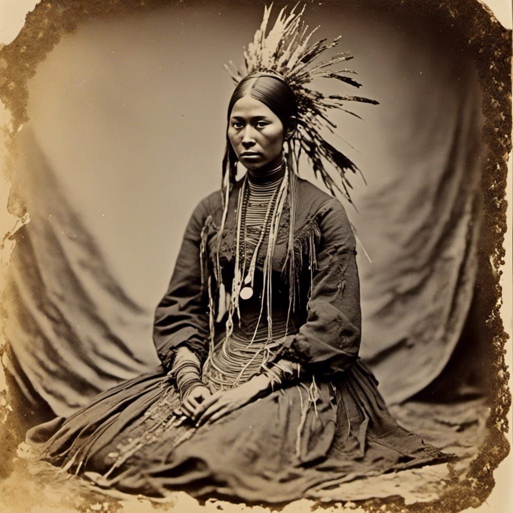 Black Cherokee Woman in 1860s: Woodcut Portrait