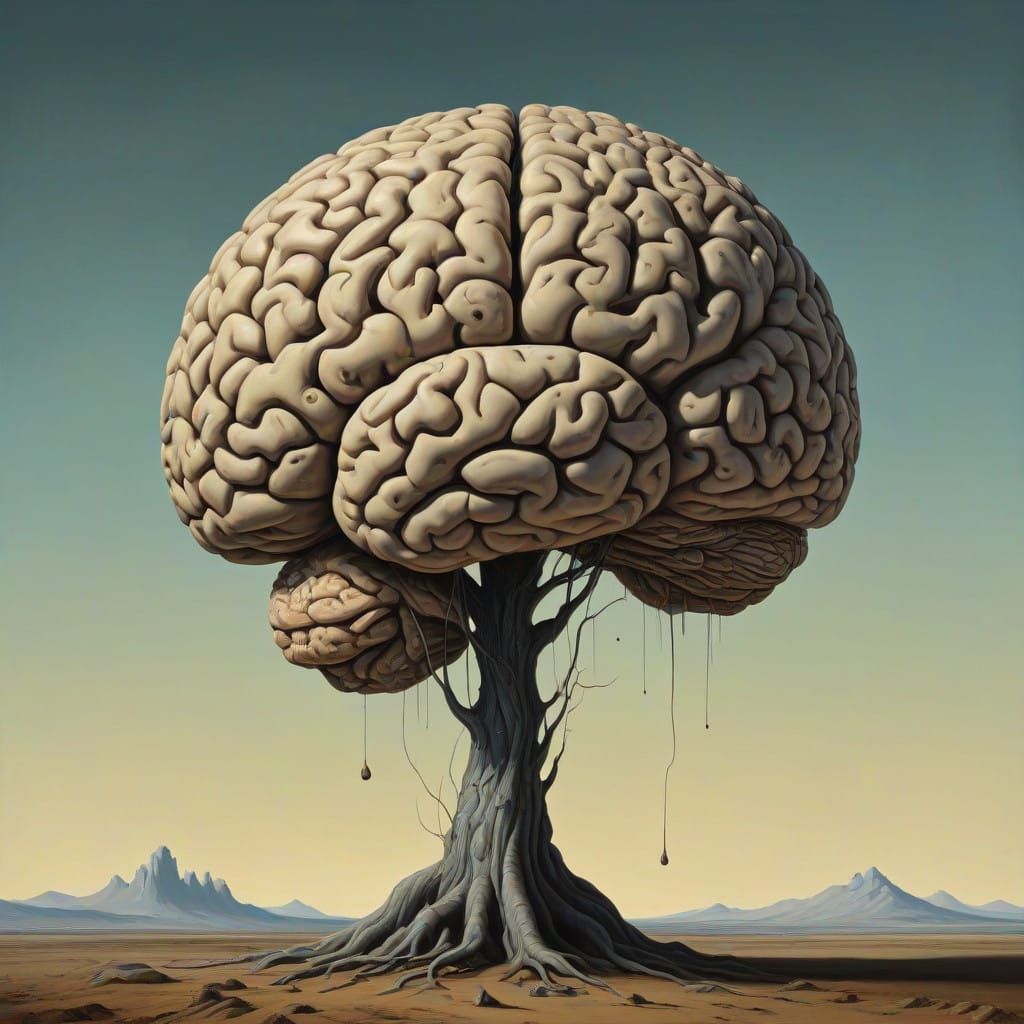 Surrealist Brain Defies Logic in Distorted, Melting Form