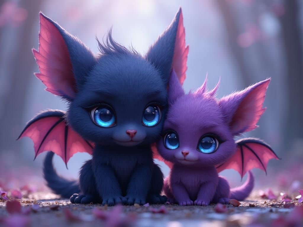 Whimsical Family with Wings in Hyperrealistic Anime Style