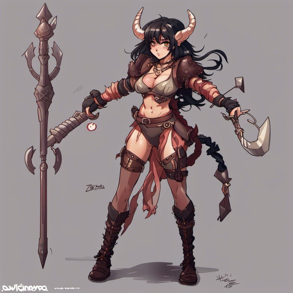Anime-Style Tiefling Transformation of a Female Barbarian