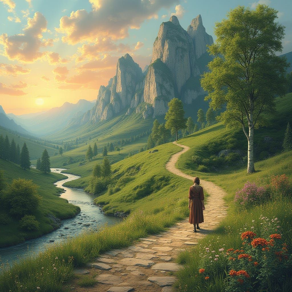 Surreal Wanderer Embarks on a Mystical Journey Through a Bro...