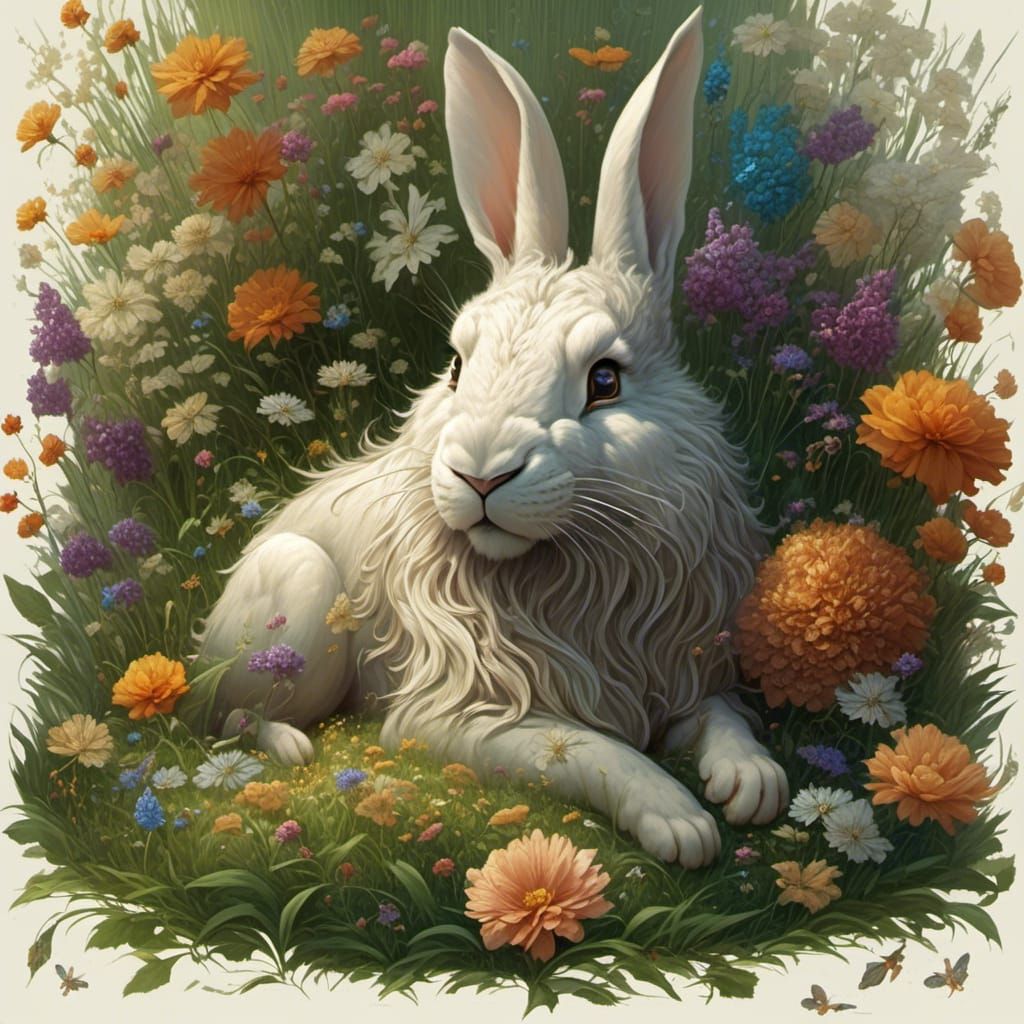 Lion-Rabbit Hybrid Creature in Dark Fantasy Style