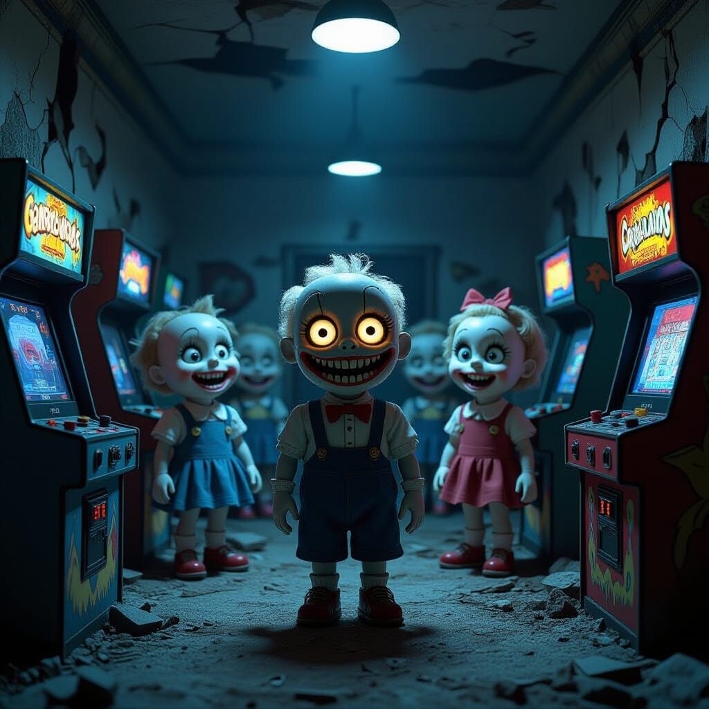 Haunted Playroom: Grotesque Horror in Cinematic Style