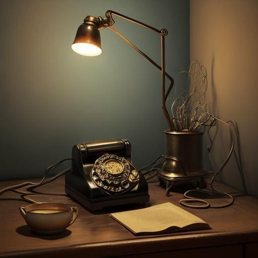 Surreal Steampunk Telephone in Magritte Style