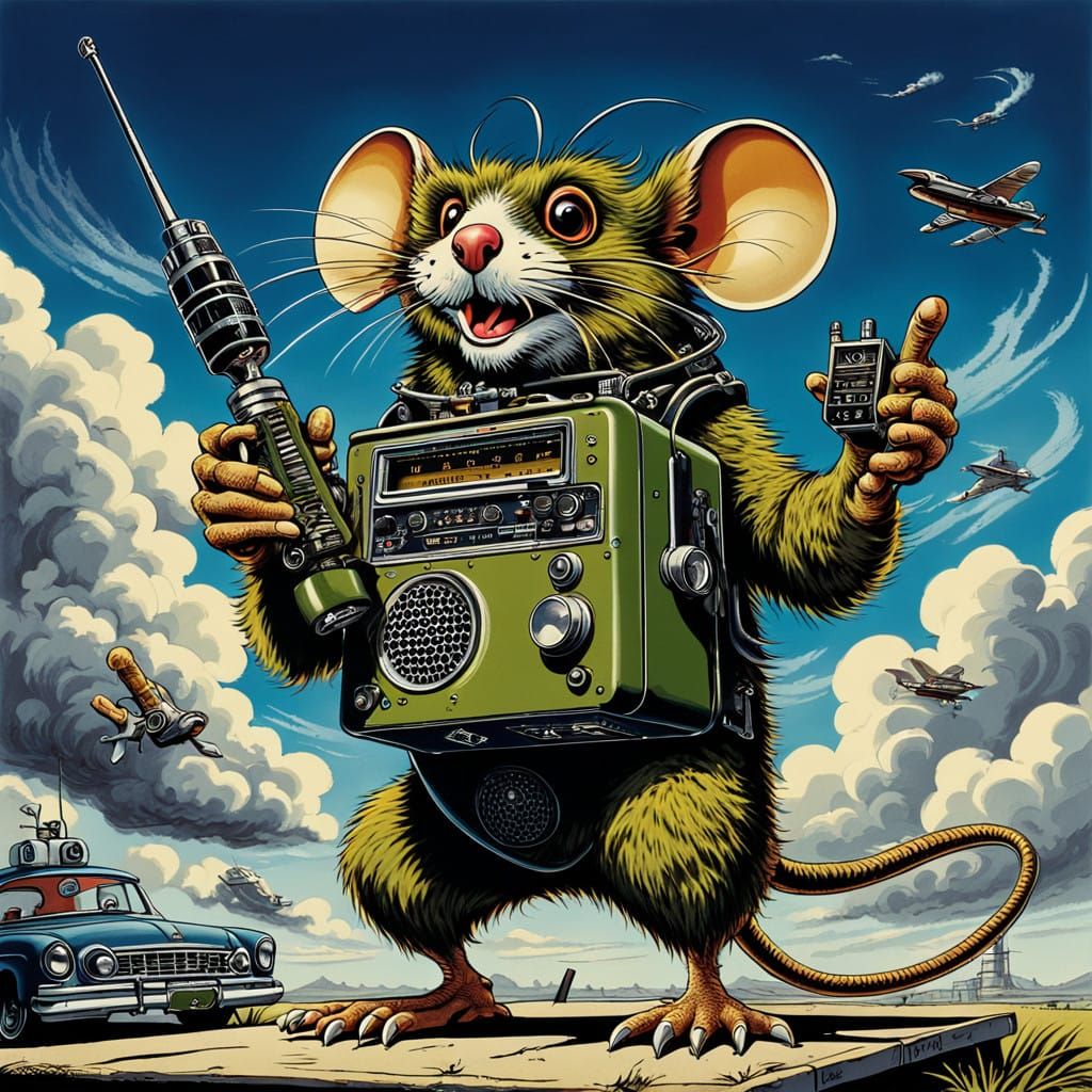 Vintage Ratfink Rat in a Military Setting