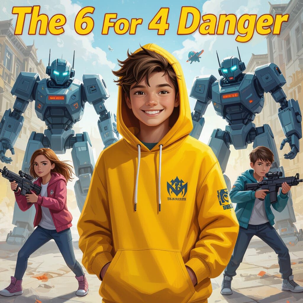 Teen Demon Fighter with Crew Battles Robot Army