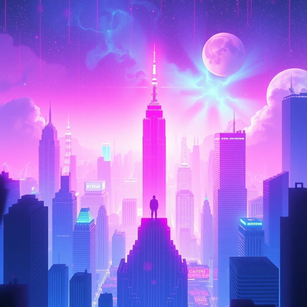 Surreal Neon Cityscape Reveals Hidden Figure