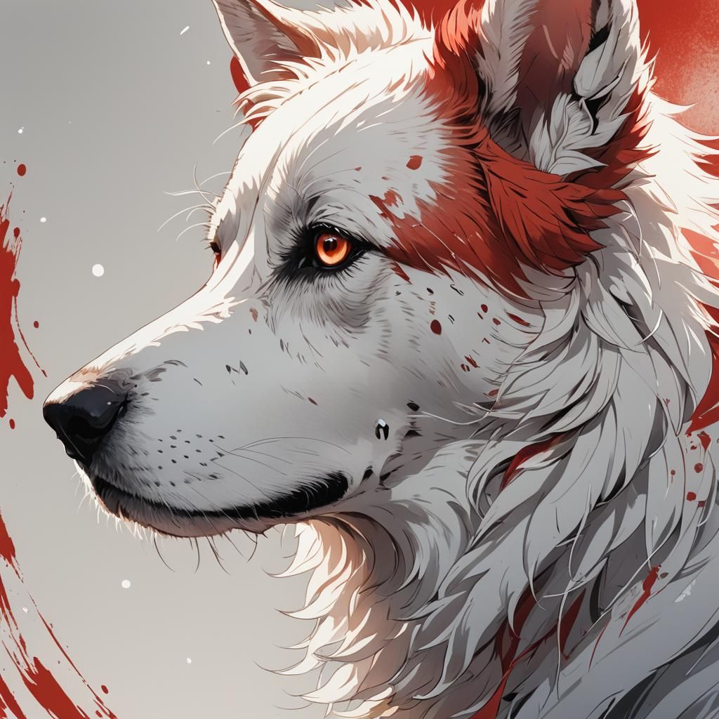 Anime Dog Portrait in Japanese Manga Style