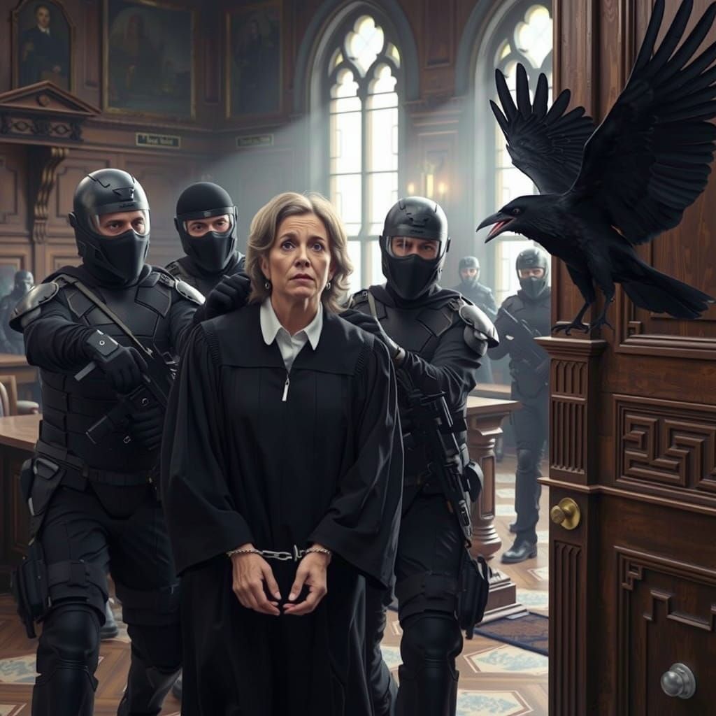 Judge's Downfall: A Photorealistic Courtroom Drama