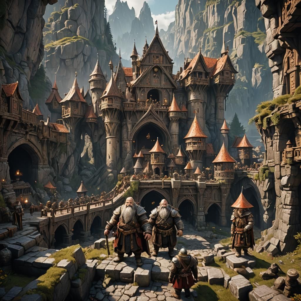 Fantastical Dwarves in Detailed Matte Painting