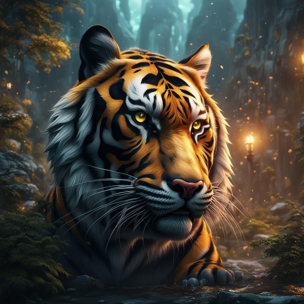 Crying Tiger: Detailed Fantasy Concept Art