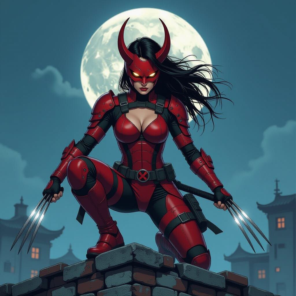 Cyberpunk Asian Warrior with Adamantium Claws