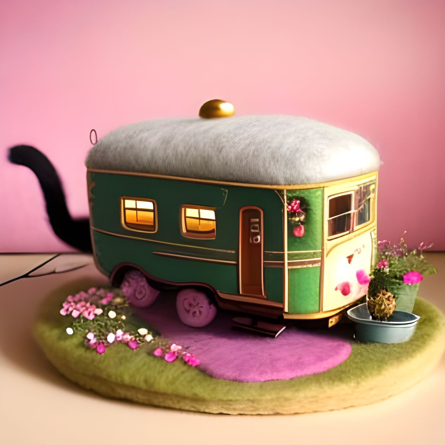 Vintage Wool-Felted Caravan Sanctuary in Cozy Bloom