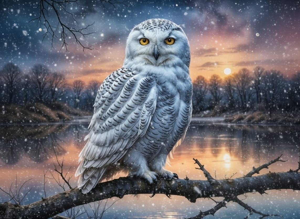 Snowy Twilight with Gentle Falling Snow