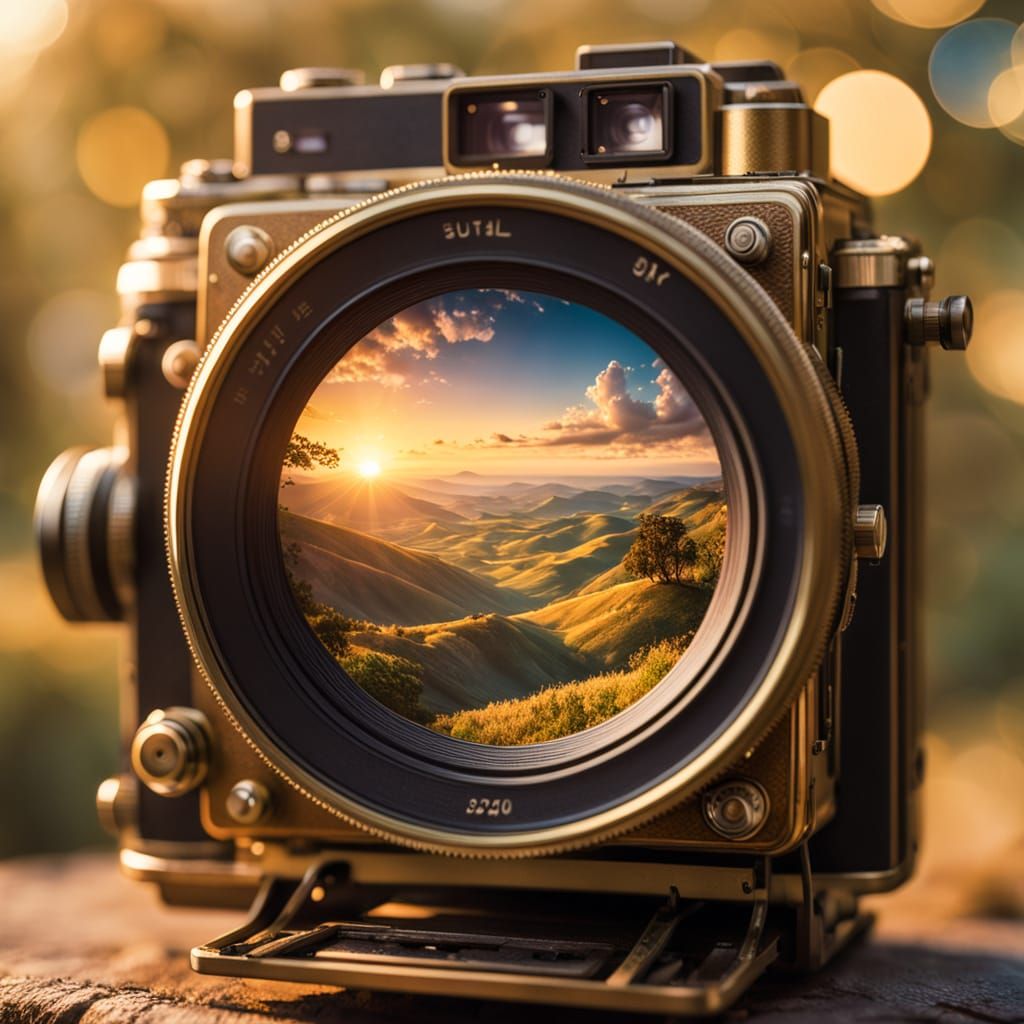 World Inside a Vintage Camera: Parrish-Inspired Landscape