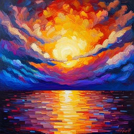 Expressionist Sunset in Neo-Impressionist Style