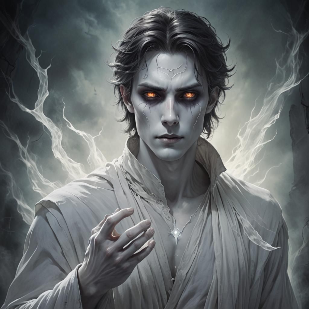 Ethereal Male Ghost with Moonlit Glow