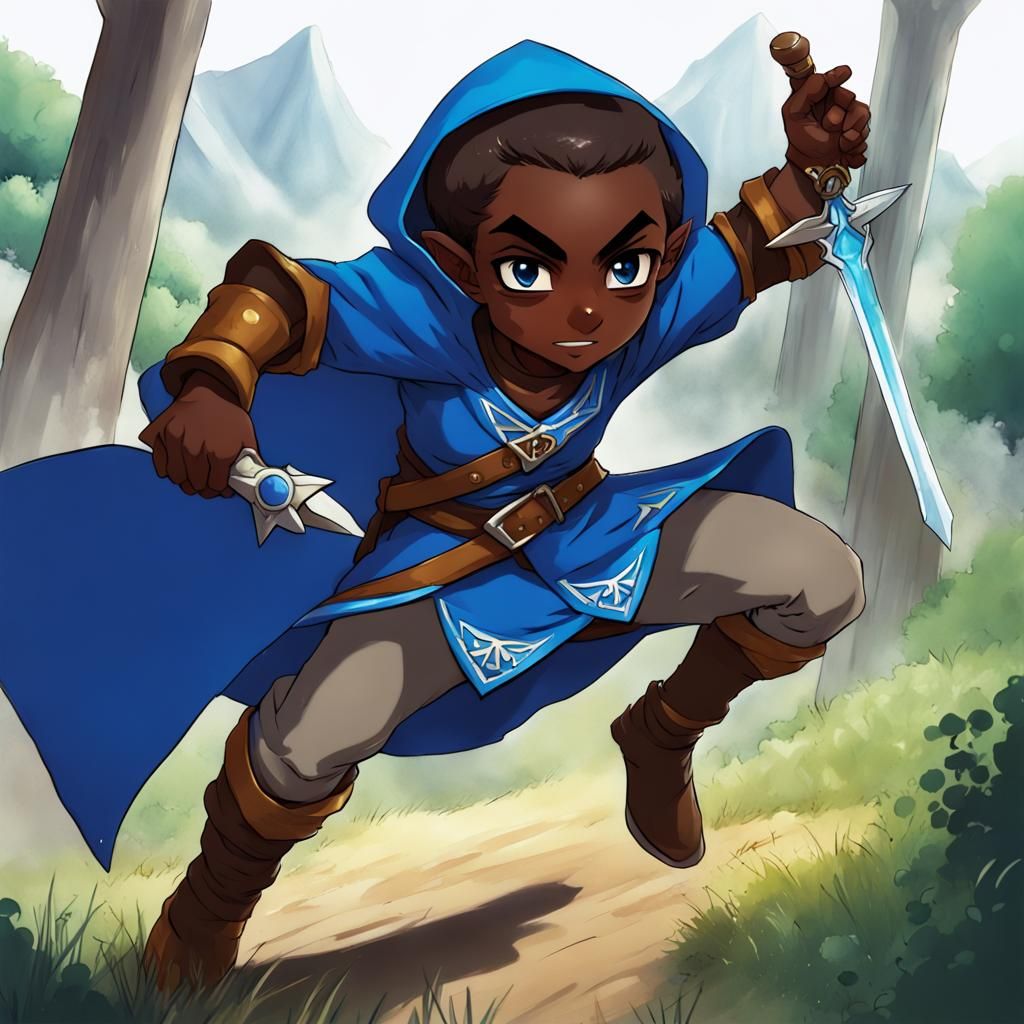 Halfling Rogue in Anime Style Ready for Battle