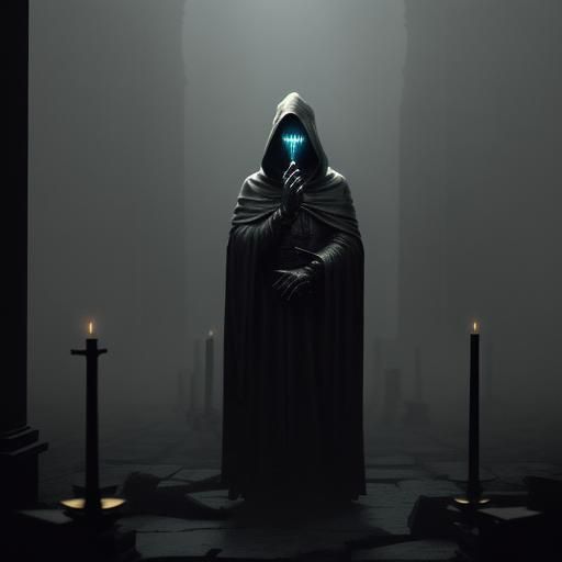 Ornate Temple Sacrifice in Dark Cinematic Style