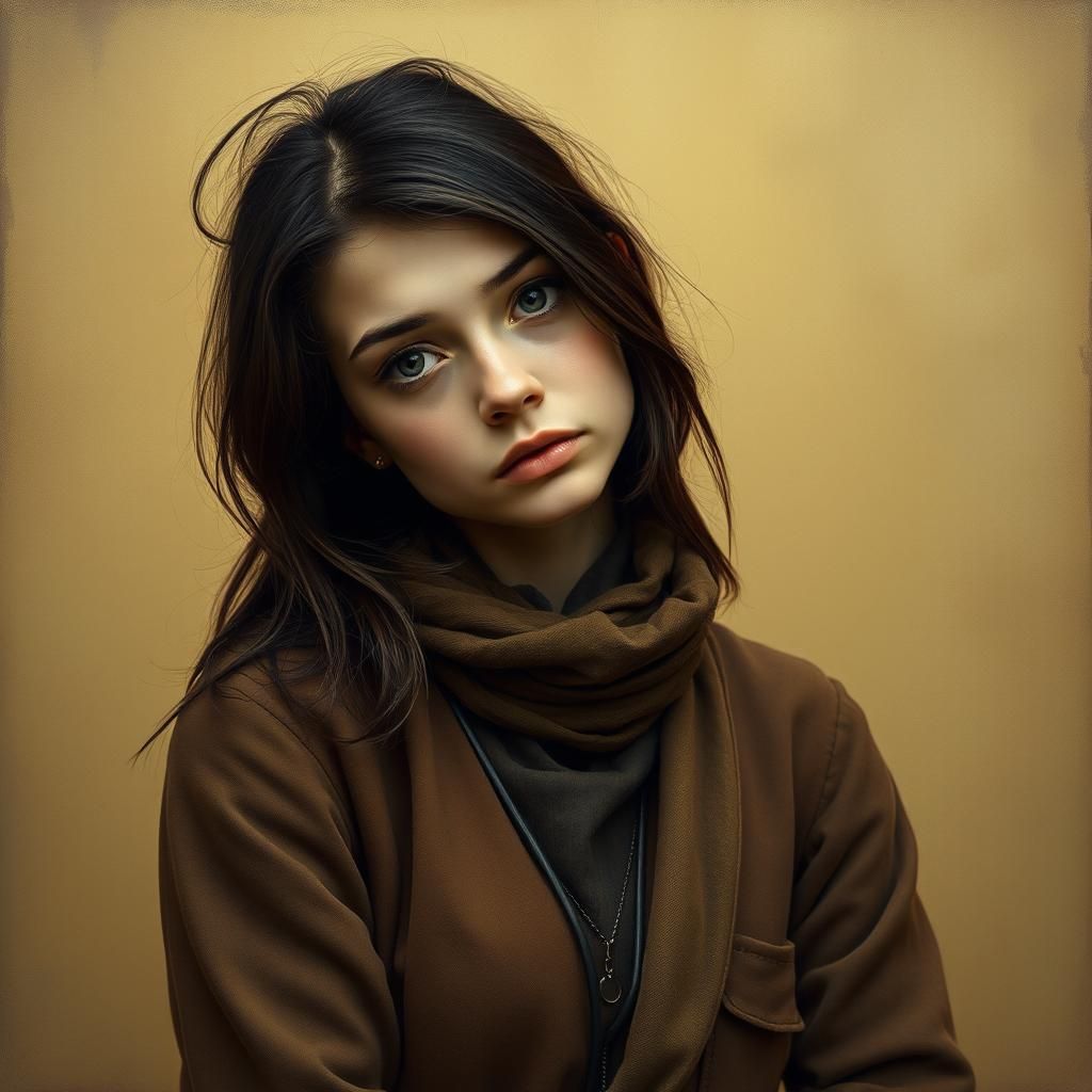 Contemplative Woman Portrait in Rothko-esque Palette