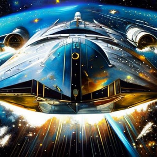 Cosmic Starship: Detailed Matte Painting in Space