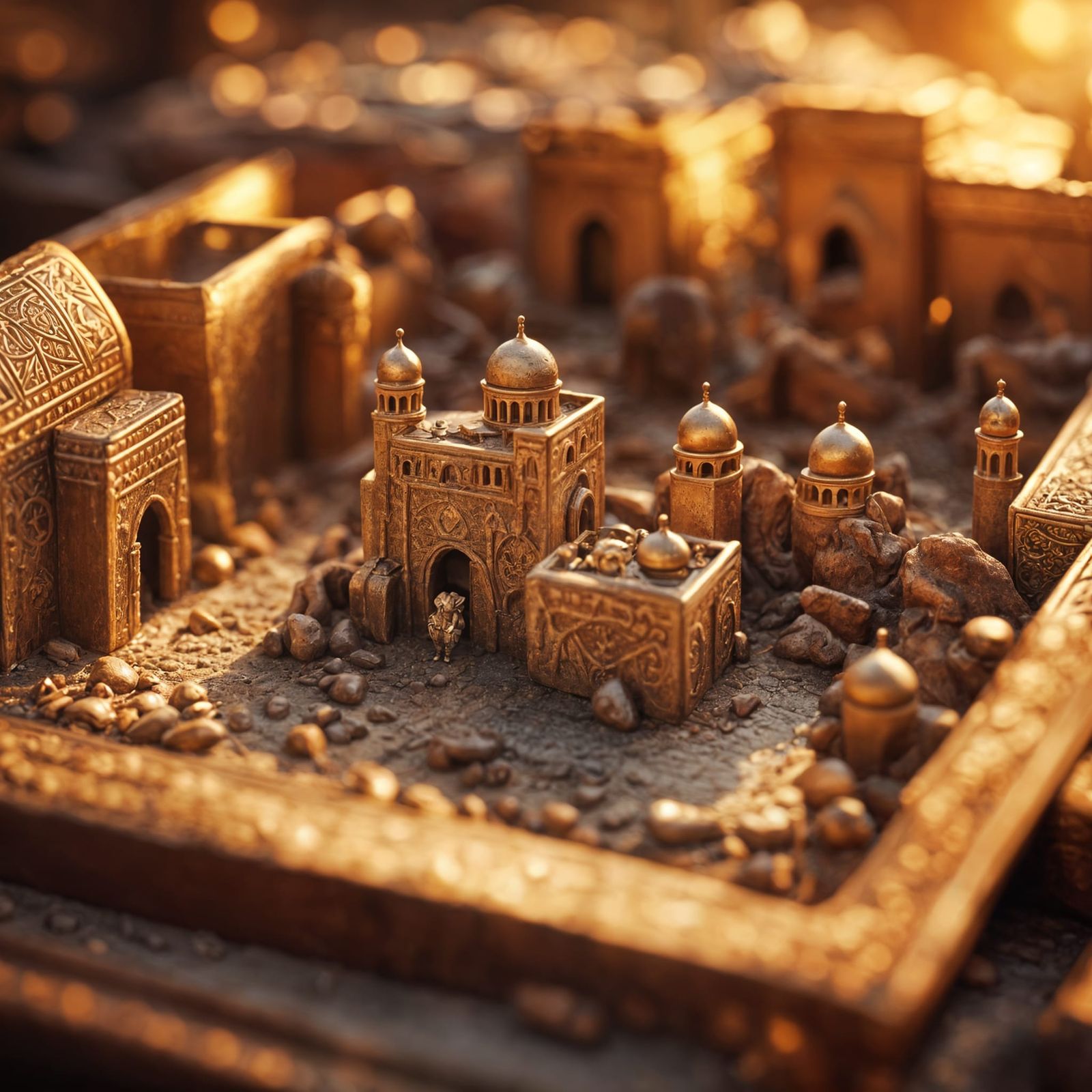 Miniature Middle Eastern Village in Leather Case