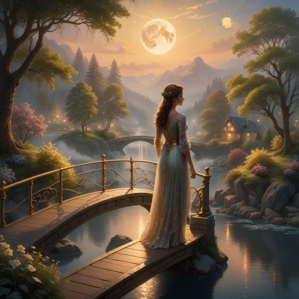 Mystical Woman Embracing Moonlit Serenity