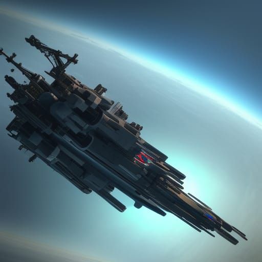 Futuristic Space Battleship USS Arizona: Sci-Fi Rendering