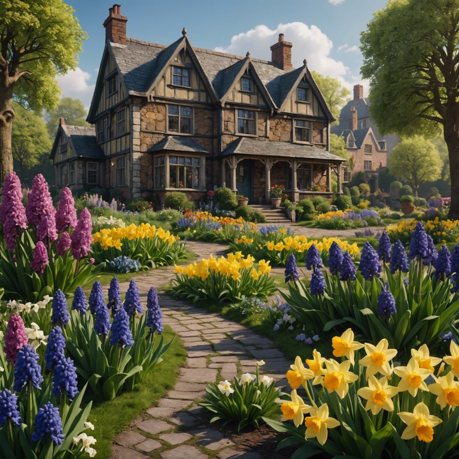 Early Spring Garden in Detailed Matte Painting