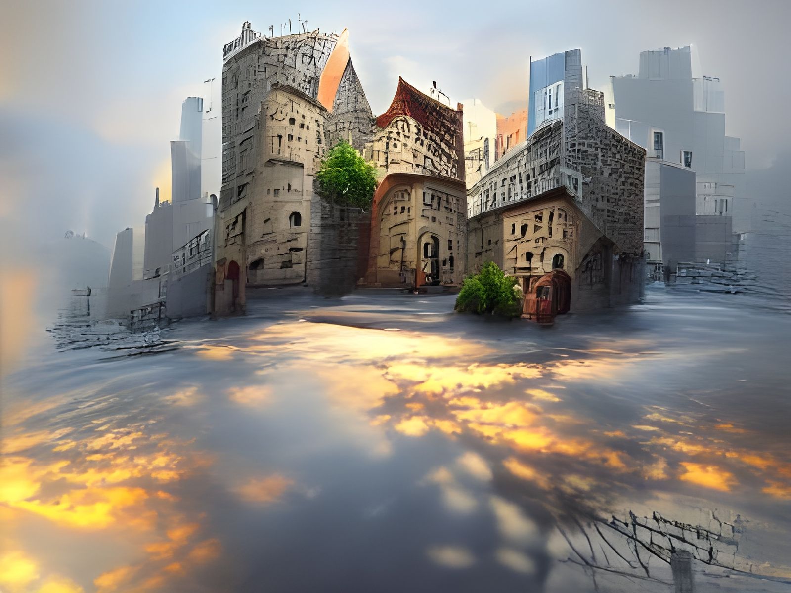 Medieval Castle in New York City: Detailed Matte Painting