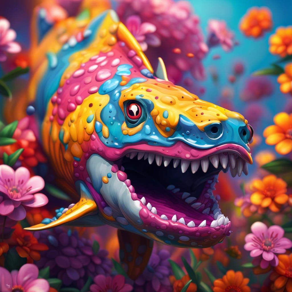 Blooming Strongylodon Macrobotrys: Hyperrealistic Splash Art