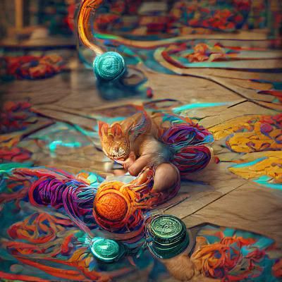 Kitten's Yarn Paradise: Hyperdetailed Art Nouveau Concept