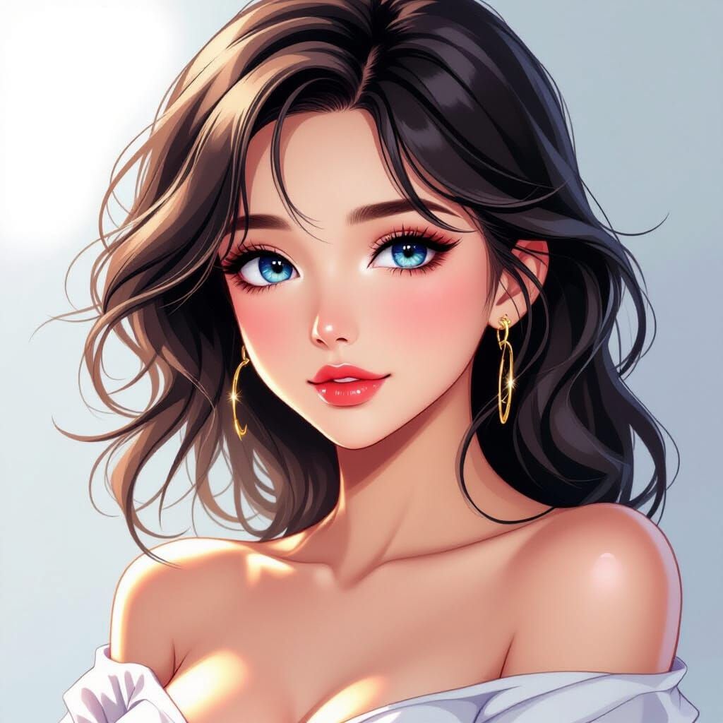 Anime Woman Wallpaper in Semi-Realistic Style