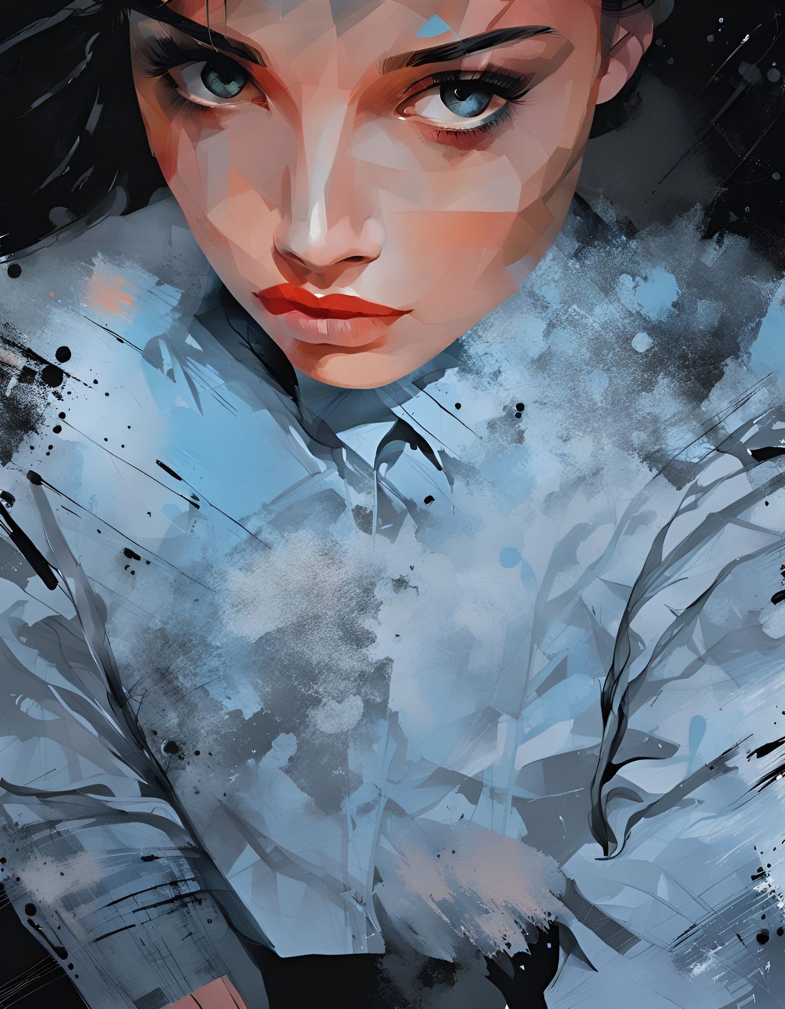 Sensual Woman in Urbanpunk Neo-Expressionist Style