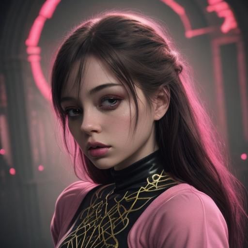 Eerie Portrait of Woman with Green Eyes