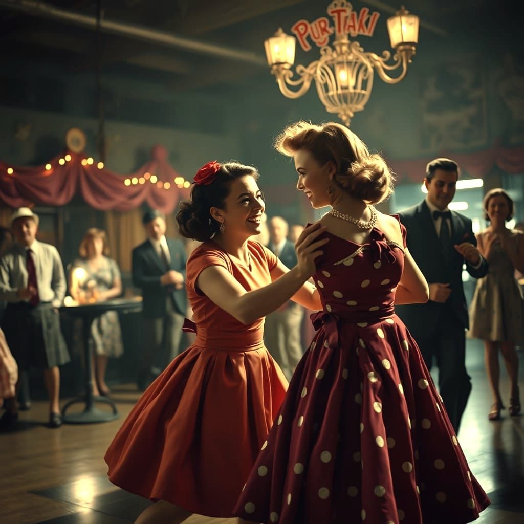 1950s Twist Dancer in Moody Cinematic Scene