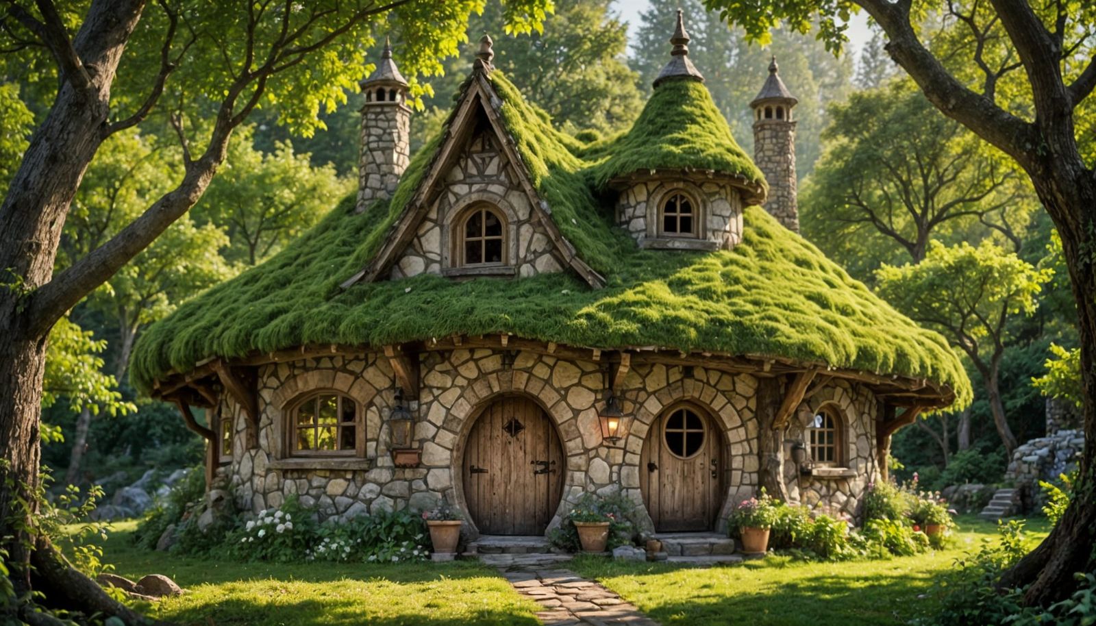 Rustic Stone Cottage with Tower in Woods