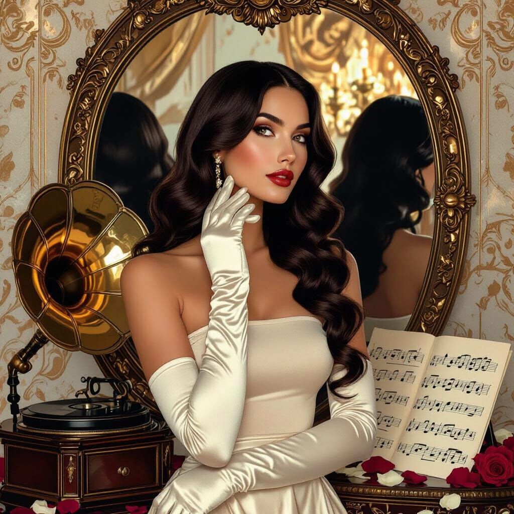 Art Deco Woman in the Style of Alphonse Mucha