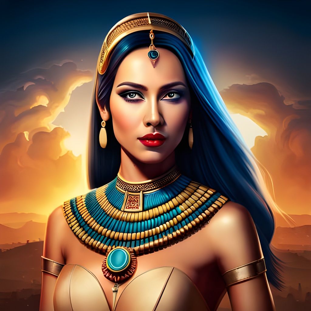 Ancient Egyptian Lady with Stone Machine