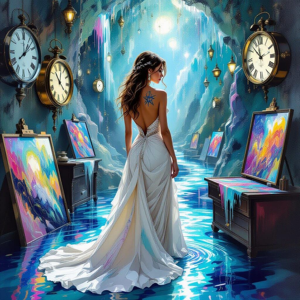 Surreal Constellation Tattoo in Neo-Impressionist Style