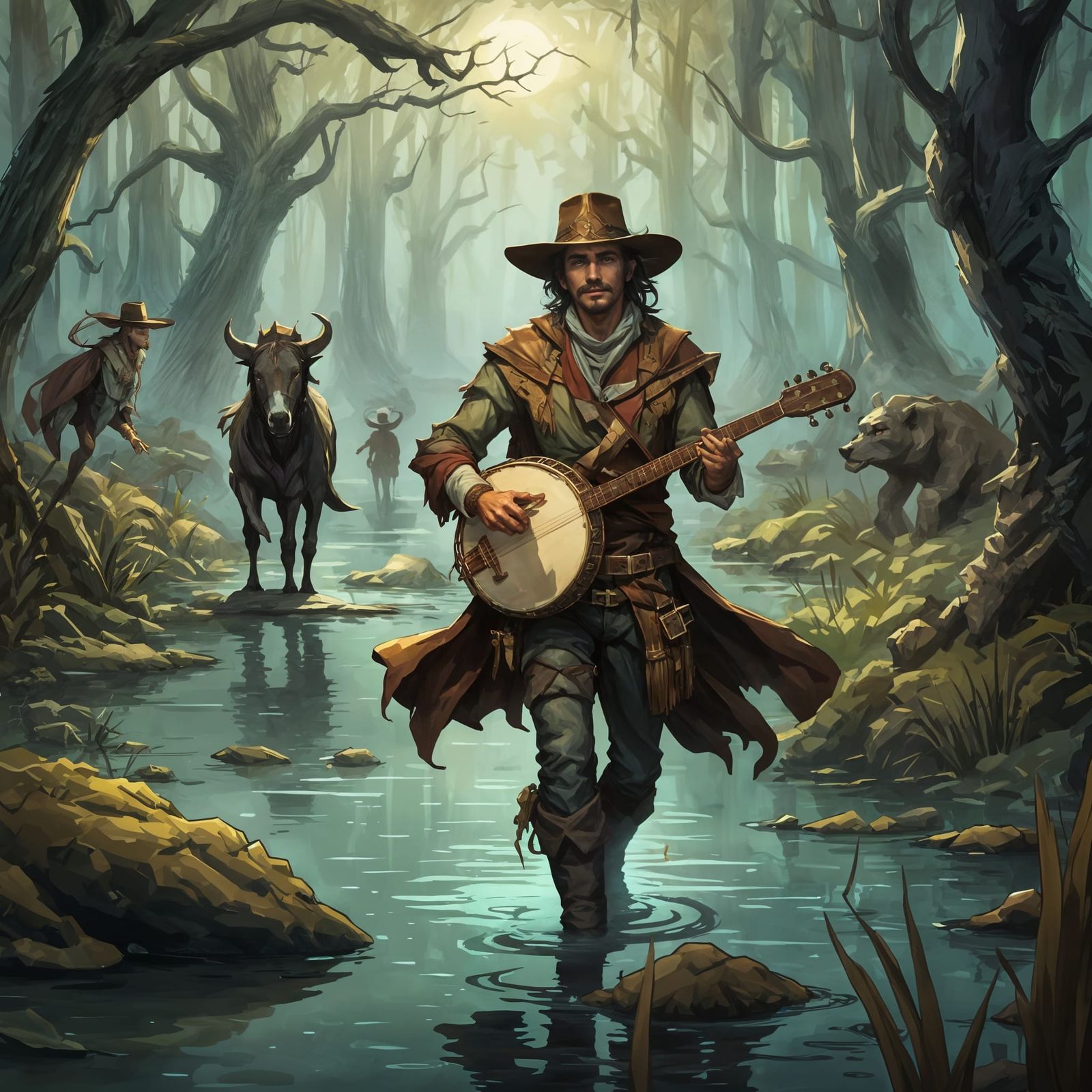 Swamp Cowboy Vampire: Dark Fantasy Concept Art